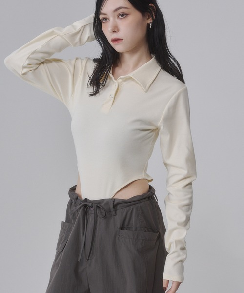 ENVYM（アンビー）の「カットリブボディスーツ【2026年秋新色】（Tシャツ/カットソー・レディース・ホワイト/イエロー/ブラック/アイボリー・FREE）」の21枚目の写真