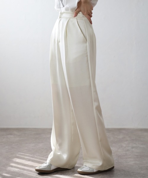 detente しゅあんさん サテンパンツ セール】anuke Piping Satin Pants パイピングサテンパンツ