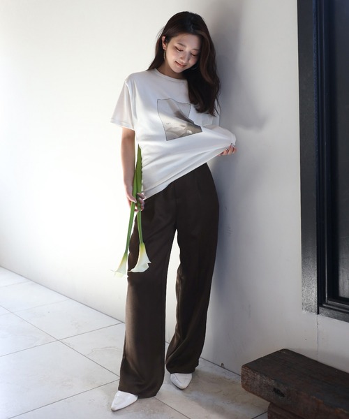 ENC（エンク）の「glossy satin pants / グロッシーサテンパンツ（その他パンツ・レディース・ダークブラウン/ミント/アイボリー・S/M）」の14枚目の写真