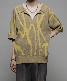 CASPER JOHN | Marble skipper knit polo shirts/マーブルスキッパーニットポロシャツ(ポロシャツ)
