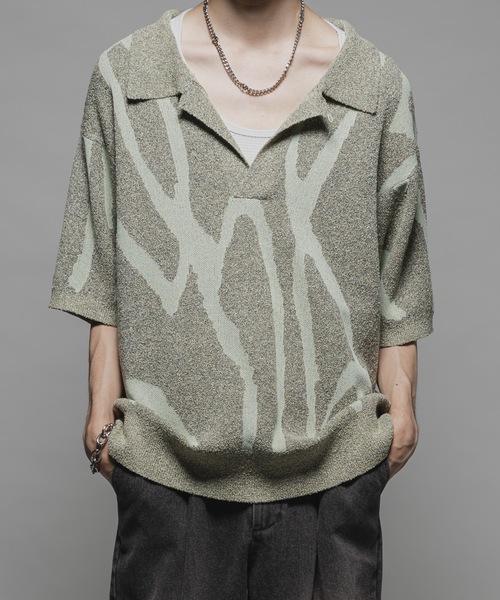 casperjohn ニットポロシャツ　Lサイズ CASPER JOHN（キャスパージョン）の「Nep Yarn TR Knit Polo