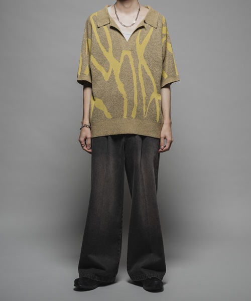 Marble skipper knit polo shirts/マーブルスキッパーニット