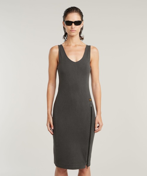 セール】OVERDYED ASYMMETRIC ZIP DRESS/オーバーダイ