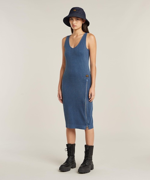 セール】OVERDYED ASYMMETRIC ZIP DRESS/オーバーダイ