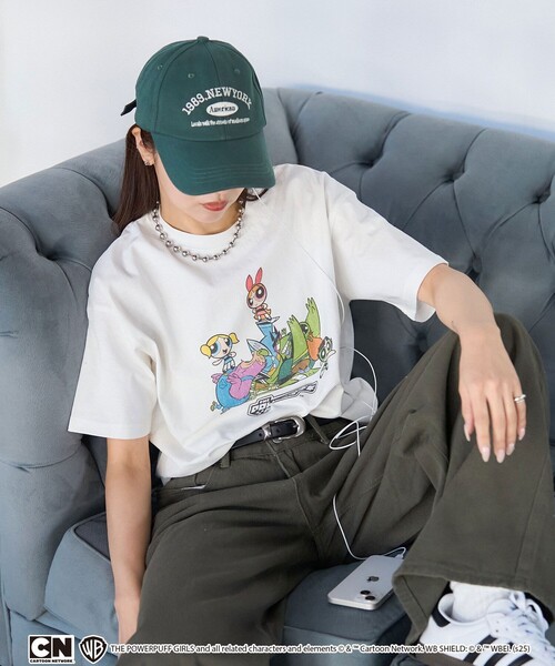 PUBLUX(パブリュクス)の「PUBLUX/パブリュクス 【THE POWERPUFF GIRLS】パワーパフ ガールズ フロントアートTシャツ 限定展開(Tシャツ/カットソー・レディース・オフホワイト/チャコールグレー・フリ-)」の5枚目の写真