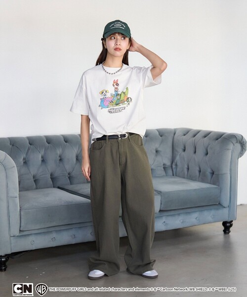 PUBLUX(パブリュクス)の「PUBLUX/パブリュクス 【THE POWERPUFF GIRLS】パワーパフ ガールズ フロントアートTシャツ 限定展開(Tシャツ/カットソー・レディース・オフホワイト/チャコールグレー・フリ-)」の6枚目の写真