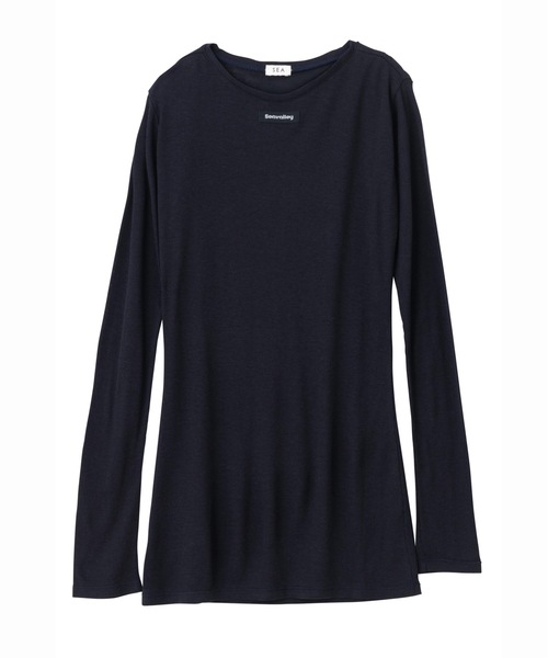 SEA（シー）の「Seavalley シアー リブ L/Sトップ（Tシャツ/カットソー・レディース・ホワイト/ネイビー/グレー/ブラック・ONE SIZE）」の2枚目の写真