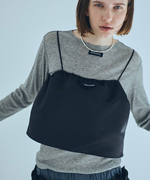 SEA（シー）の「Seavalley シアー リブ L/Sトップ（Tシャツ/カットソー・レディース・ホワイト/ネイビー/グレー/ブラック・ONE SIZE）」の15枚目の写真