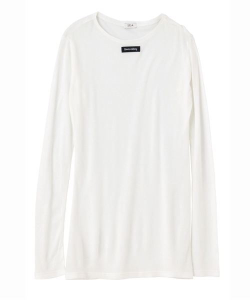 SEA（シー）の「Seavalley シアー リブ L/Sトップ（Tシャツ/カットソー・レディース・ホワイト/ネイビー/グレー/ブラック・ONE SIZE）」の5枚目の写真