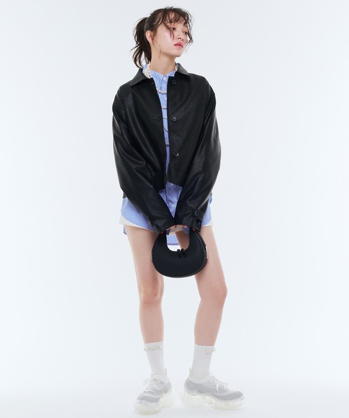 Narcissus（ナルシス）の「レザーショートジャケット　（ライダースジャケット・レディース・ブラック・FREE）」の4枚目の写真