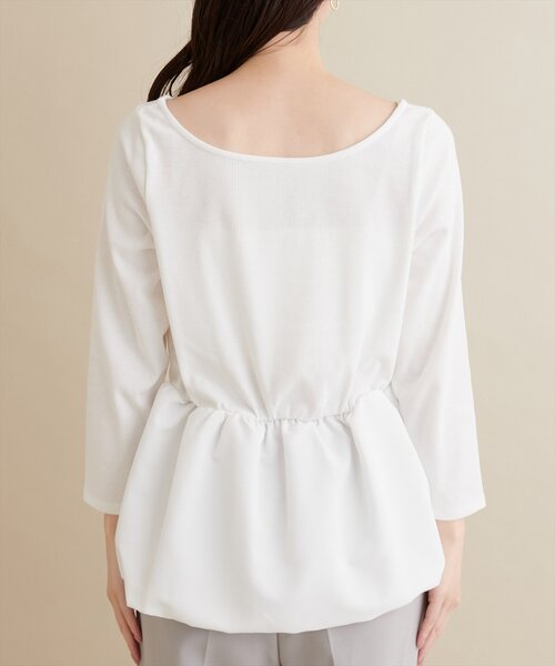 natural couture(ナチュラルクチュール)の「【大人ナチュ】バルーンヘム×リブトップス(Tシャツ/カットソー・レディース・オフホワイト/ブラック・FREE)」の15枚目の写真