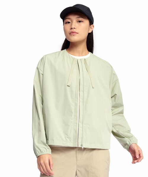 AIGLE（エーグル）の「UVカット 撥水ラウンドネックジャケット（ノーカラージャケット・レディース・ブラック/ベージュ/グリーン・38/34/36/40）」の3枚目の写真