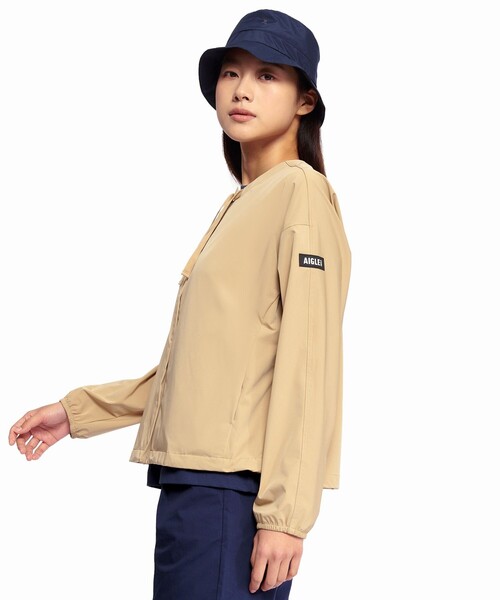 AIGLE（エーグル）の「UVカット 撥水ラウンドネックジャケット（ノーカラージャケット・レディース・ブラック/ベージュ/グリーン・38/34/36/40）」の14枚目の写真