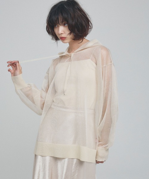 シアーニットフード付プルオーバー