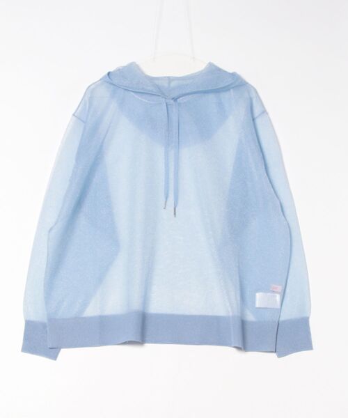 ELLEgirl(エルガール)の「シアーニットフード付プルオーバー(ニット/セーター・レディース・サックスブルー/ブラック/アイボリー・FREE)」の5枚目の写真