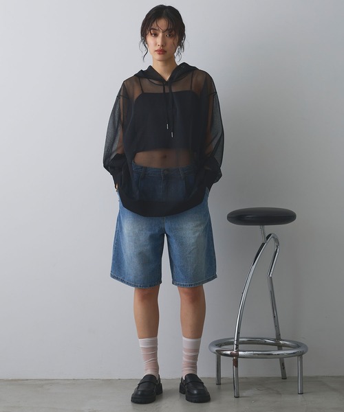 ELLEgirl(エルガール)の「シアーニットフード付プルオーバー(ニット/セーター・レディース・サックスブルー/ブラック/アイボリー・FREE)」の19枚目の写真