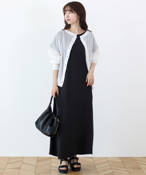 Aletta vita（アレッタビータ）の「オーガニックコットン布帛切替ワンピース（ワンピース・レディース・ブラック/ダークブラウン・FREE）」の8枚目の写真