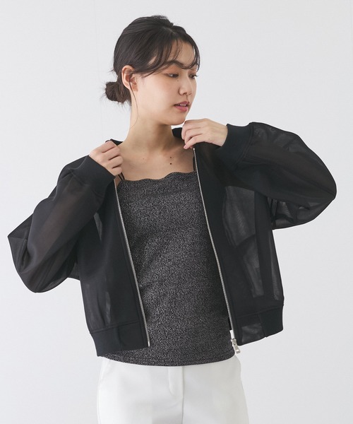 Jayro(ジャイロ)の「シアーMA-1ジャケット(その他アウター・レディース・ブラック/ホワイト/ライトグレー・M)」の4枚目の写真