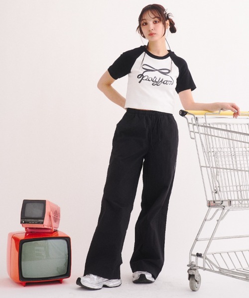 Poly Jam(ポリージャム)の「Side logo nylon pants / サイドロゴ ナイロンパンツ(その他パンツ・レディース・カーキ/ブラック・FREE)」の18枚目の写真