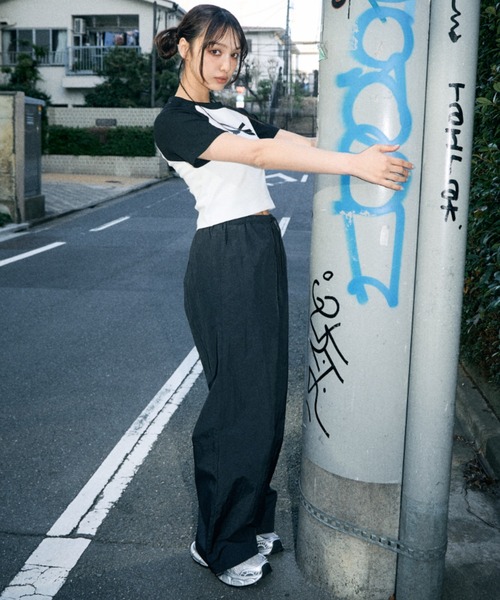 Poly Jam(ポリージャム)の「Side logo nylon pants / サイドロゴ ナイロンパンツ(その他パンツ・レディース・カーキ/ブラック・FREE)」の8枚目の写真
