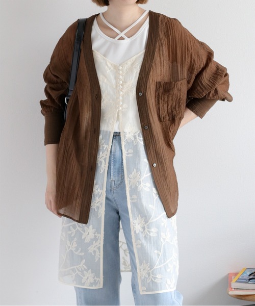 cepo（セポ）の「ワッシャーＶネックシアーシャツブラウス（シャツ/ブラウス・レディース・オフホワイト/オレンジ/イエロー/ネイビー/ブラウン・M）」の15枚目の写真