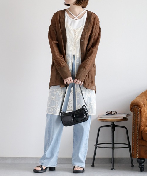 cepo（セポ）の「ワッシャーＶネックシアーシャツブラウス（シャツ/ブラウス・レディース・オフホワイト/オレンジ/イエロー/ネイビー/ブラウン・M）」の14枚目の写真