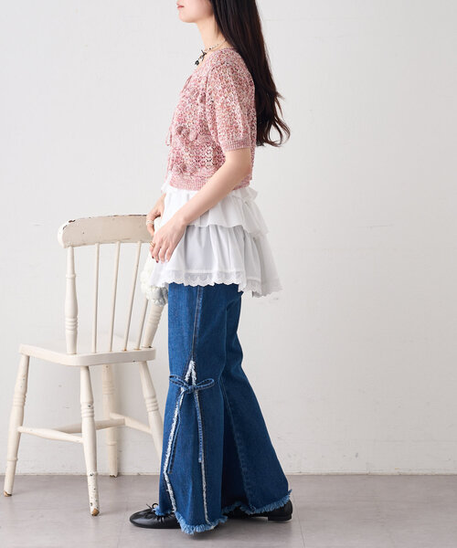 w closet（ダブルクローゼット）の「【2サイズ展開】フリンジフレアデニム（デニムパンツ・レディース・ブルー/インディゴブルー・0/1）」の10枚目の写真