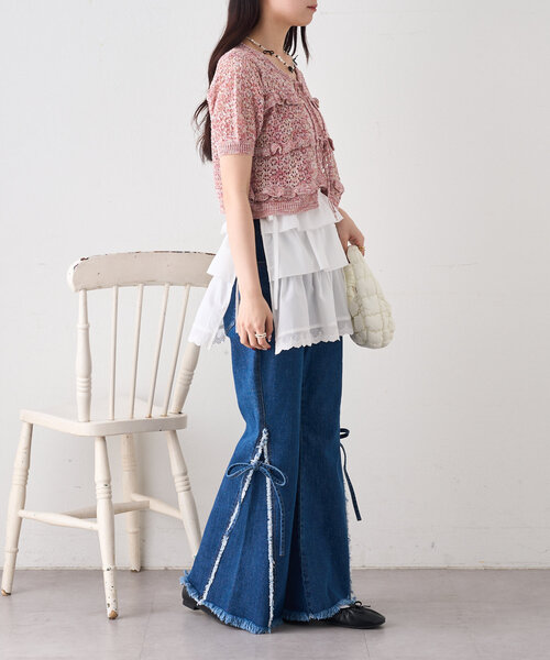 w closet（ダブルクローゼット）の「【2サイズ展開】フリンジフレアデニム（デニムパンツ・レディース・ブルー/インディゴブルー・0/1）」の11枚目の写真