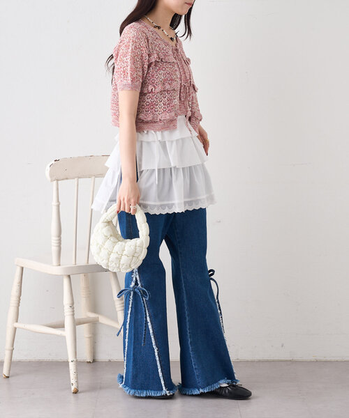 w closet（ダブルクローゼット）の「【2サイズ展開】フリンジフレアデニム（デニムパンツ・レディース・ブルー/インディゴブルー・0/1）」の12枚目の写真