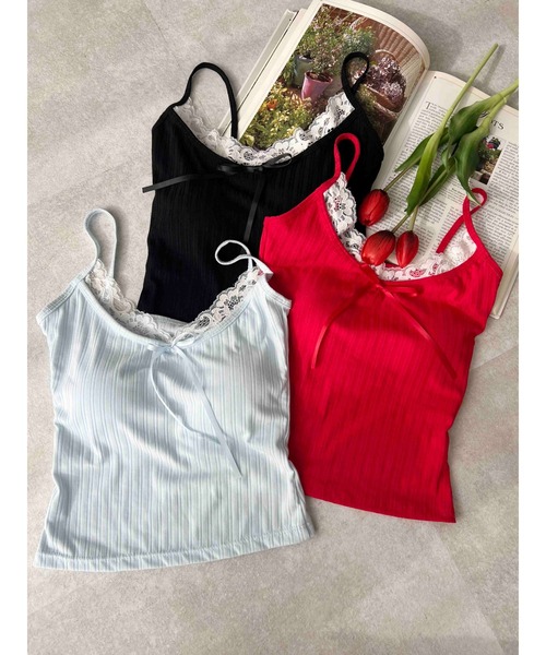 PHILLY（フィリー）の「【PHILLY】ロングリボンキャミソール（キャミソール・レディース・ブラック/サックスブルー/レッド・FREE）」の13枚目の写真