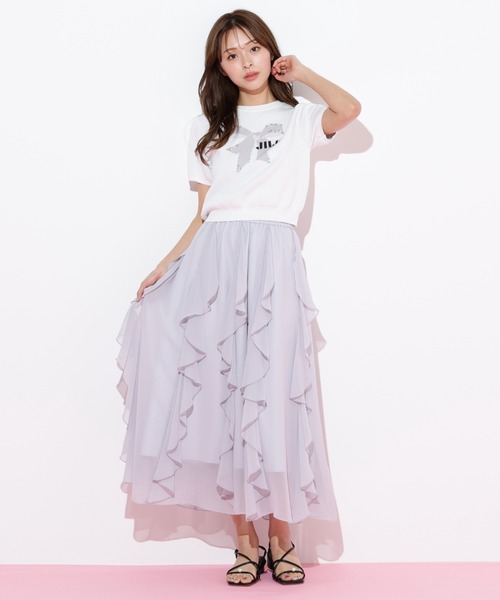 JILL by JILL STUART(ジルバイジルスチュアート)の「◇ティアードラッフルスカート(スカート・レディース・ブルー/ブラック系その他/ホワイト系その他・FREE)」の3枚目の写真