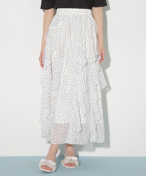 JILL by JILL STUART(ジルバイジルスチュアート)の「◇ティアードラッフルスカート(スカート・レディース・ブルー/ブラック系その他/ホワイト系その他・FREE)」の9枚目の写真