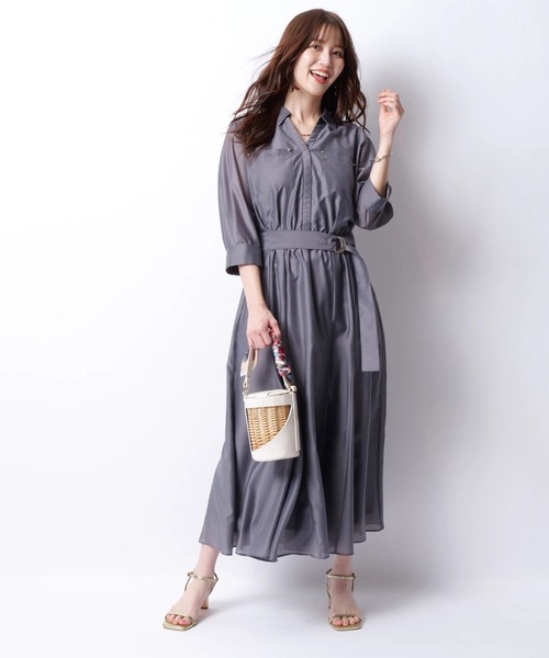 カラーシアーシャツワンピース JUSGLITTY 今期 ワンピース 2025 JUSGLITTY（ジャスグリッティー）の「カラーシアーシャツ