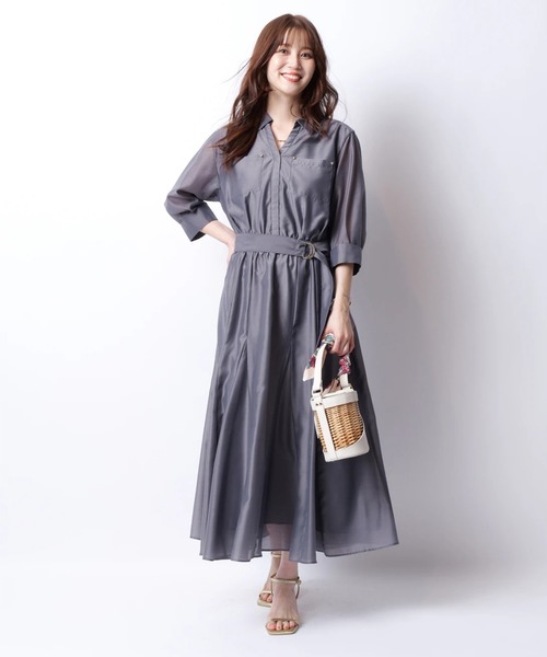JUSGLITTY 　ジャスグリッティー　カラーシアーシャツワンピース　M JUSGLITTY（ジャスグリッティー）の「カラーシアーシャツ
