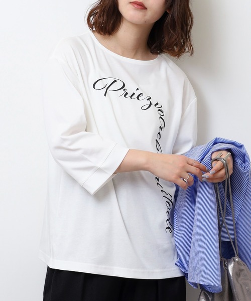 セール】BRODIAEA ロゴプリントTシャツ 7分袖カットソー（T