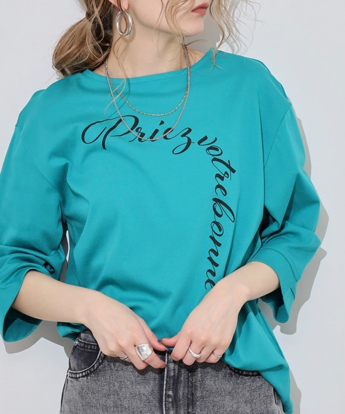 セール】BRODIAEA ロゴプリントTシャツ 7分袖カットソー（T