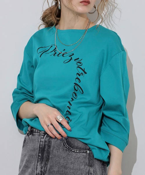 ブローディア BRODIAEA アルビニスタ Aラインロゴプリント5分袖Tシャツ （ネイビー） ブローディア BRODIAEA アルビニスタ Aラインロゴプリント5分袖T