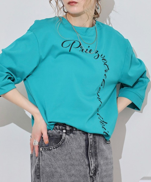 セール】BRODIAEA ロゴプリントTシャツ 7分袖カットソー（T