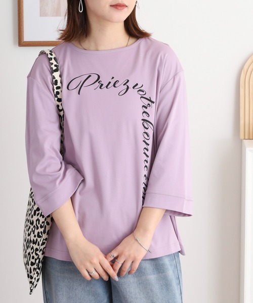 BRODIAEA(ブローディア)の「BRODIAEA ロゴプリントTシャツ 7分袖カットソー(Tシャツ/カットソー・レディース・オフホワイト/ラベンダー/ネイビー/グリーン・40)」の18枚目の写真