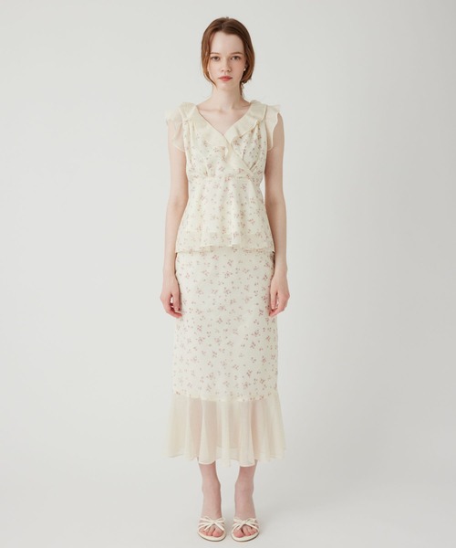 ME COUTURE（ミークチュール）の「ドットフルールMIXスカート（スカート・レディース・ブラック/アイボリー/ピンク・1/0）」の8枚目の写真