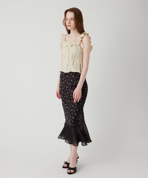 ME COUTURE（ミークチュール）の「ドットフルールMIXスカート（スカート・レディース・ブラック/アイボリー/ピンク・1/0）」の13枚目の写真