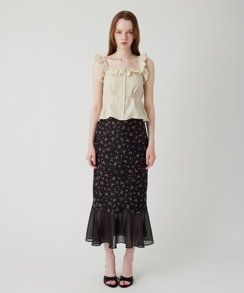 ME COUTURE（ミークチュール）の「ドットフルールMIXスカート（スカート・レディース・ブラック/アイボリー/ピンク・1/0）」の12枚目の写真