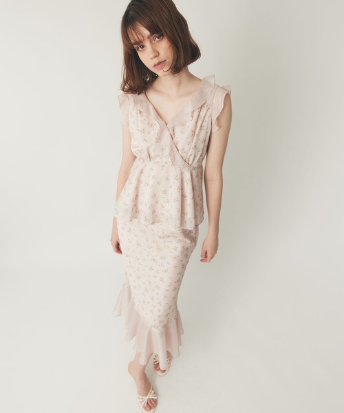 ME COUTURE（ミークチュール）の「ドットフルールMIXスカート（スカート・レディース・ブラック/アイボリー/ピンク・1/0）」の4枚目の写真