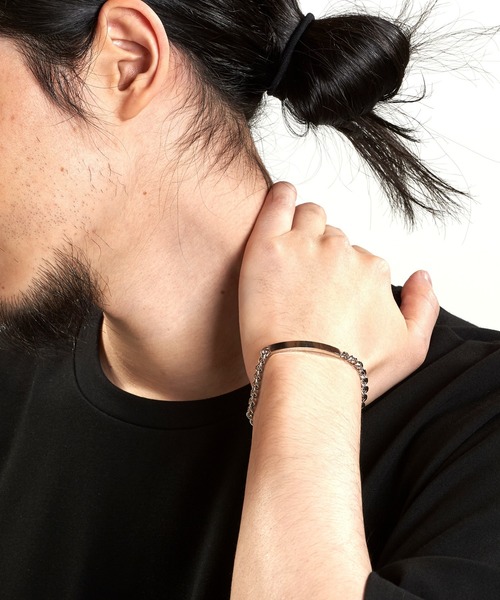 NO ID.(ノーアイディ)の「フラットリンクチェーンIDブレスレット(ブレスレット・メンズ・シルバー・ONE SIZE)」の10枚目の写真