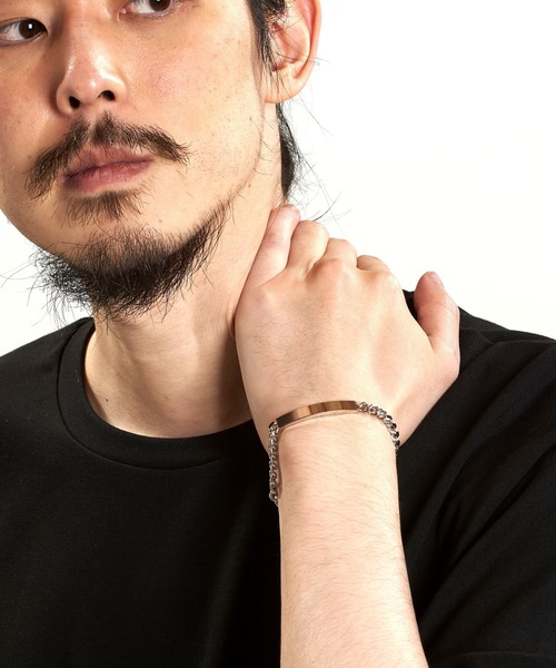 NO ID.(ノーアイディ)の「フラットリンクチェーンIDブレスレット(ブレスレット・メンズ・シルバー・ONE SIZE)」の11枚目の写真