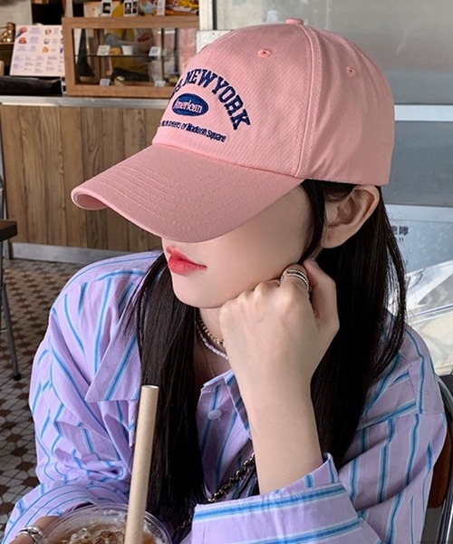 VIBGYOR（ヴィブジョー）の「pur chouchou/ロゴ刺繍キャップ P4276（キャップ・レディース・ピンク/ネイビー・FREE）」の3枚目の写真