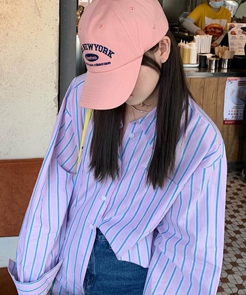 VIBGYOR（ヴィブジョー）の「pur chouchou/ロゴ刺繍キャップ P4276（キャップ・レディース・ピンク/ネイビー・FREE）」の5枚目の写真