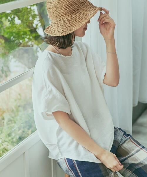 URBAN RESEARCH DOORS（アーバンリサーチドアーズ）の「リネンコクーンシルエットブラウス（シャツ/ブラウス・レディース・ネイビー/オフホワイト/イエロー系その他・MEDIUM）」の4枚目の写真