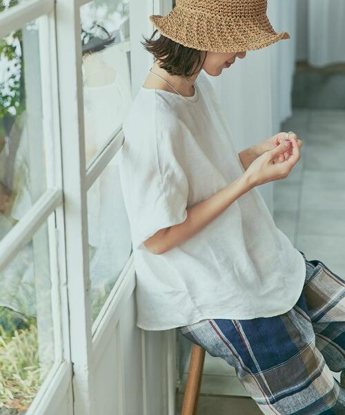 URBAN RESEARCH DOORS（アーバンリサーチドアーズ）の「リネンコクーンシルエットブラウス（シャツ/ブラウス・レディース・ネイビー/オフホワイト/イエロー系その他・MEDIUM）」の5枚目の写真