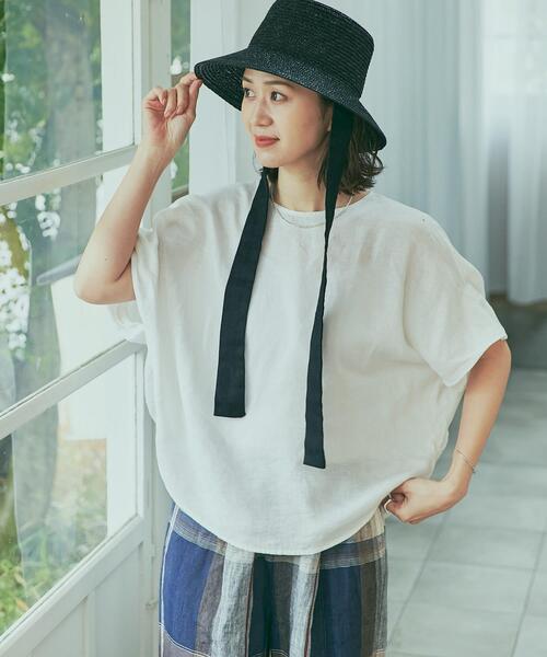 URBAN RESEARCH DOORS（アーバンリサーチドアーズ）の「リネンコクーンシルエットブラウス（シャツ/ブラウス・レディース・ネイビー/オフホワイト/イエロー系その他・MEDIUM）」の6枚目の写真